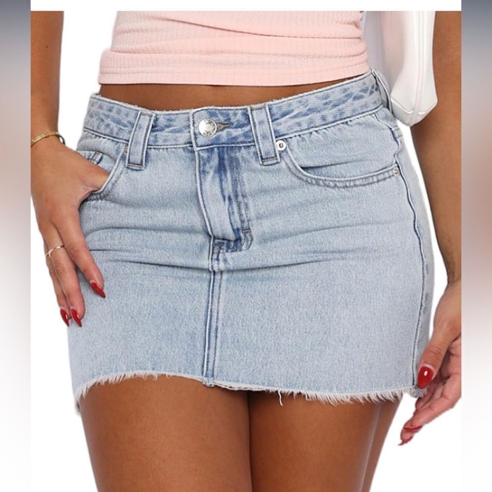 Just Quella Women's Jean Skirt Elastic Stretchable Slim Fit Denim Mini Skirt